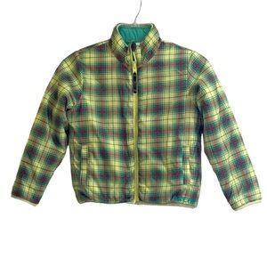 Burton Kids Plaid Puffer Jacket with Green and Yellow Reversible Teal 5/6 Girls